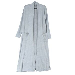 Lou & Grey Gray Open Front Long Sleeve Cardigan Duster Pockets Size S